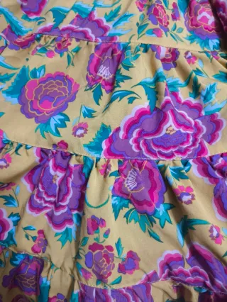 Vestido flamenco amarillo mostaza con flores