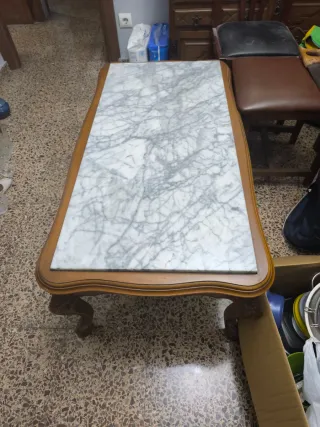 Mesa de salón/comedor de mármol y madera