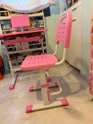 Escritorio Infantil Rosa altura Ajustable y silla
