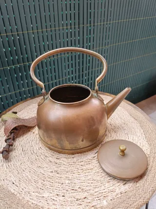 Antigüedad Tetera Rústica Cobre