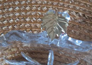 Ceniceros de cristal hoja con remate dorado