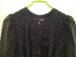 Vestido negro lunares multicolor Talla XS