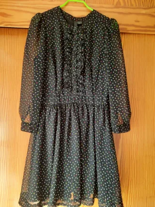 Vestido negro lunares multicolor Talla XS