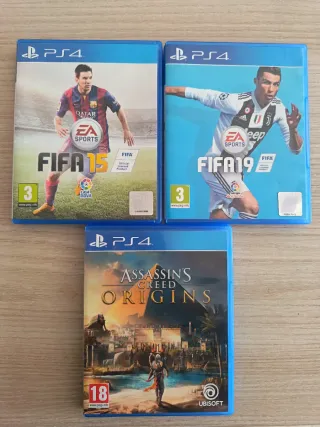 Juegos PS4 FIFA 15, FIFA 19 y Assassin's Creed Ori