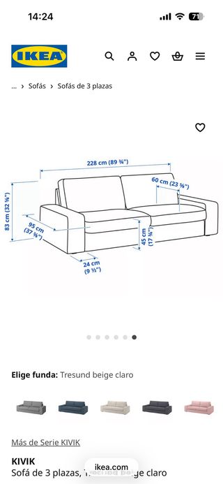 Sofá KIVIK 3 plazas Tresund beige claro