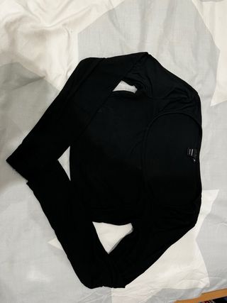 Top manga larga negro