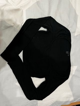 Top manga larga negro