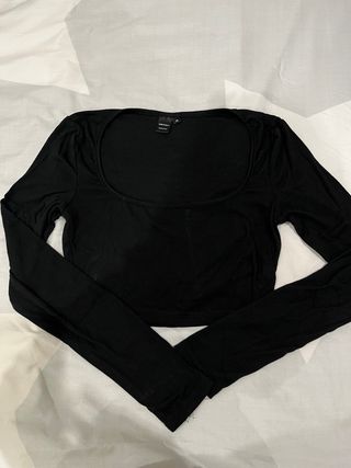 Top manga larga negro