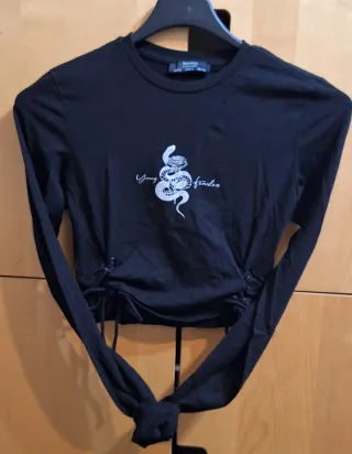 Camiseta Bershka manga larga negra S