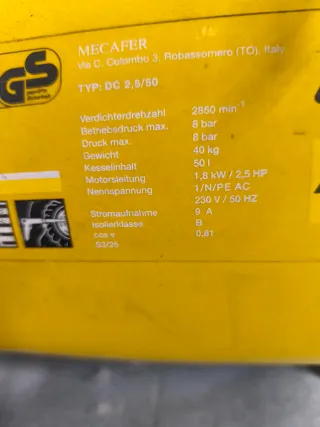 Compresor de aire Mecanfer 50L