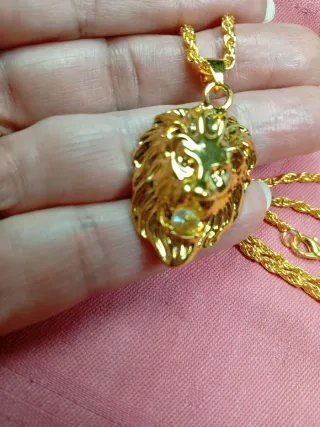Collana Leone Oro con Cristallo