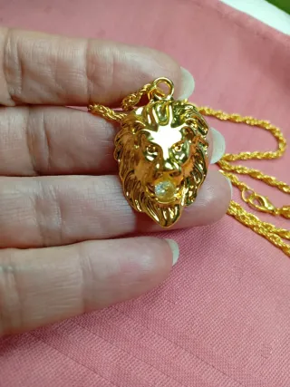 Collana Leone Oro con Cristallo