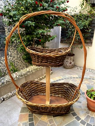 Cesta mimbre 2 niveles