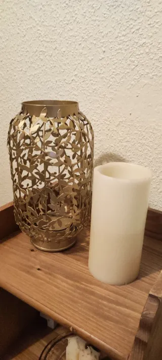 Portavelas dorado metal