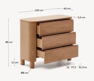 Cómoda Salaya de madera contrachapada de fresno