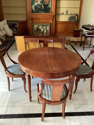Mesa de comedor redonda extensible + 6 sillas