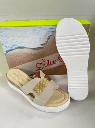 Sandali La Dolce Vita Beige Oro Comfort