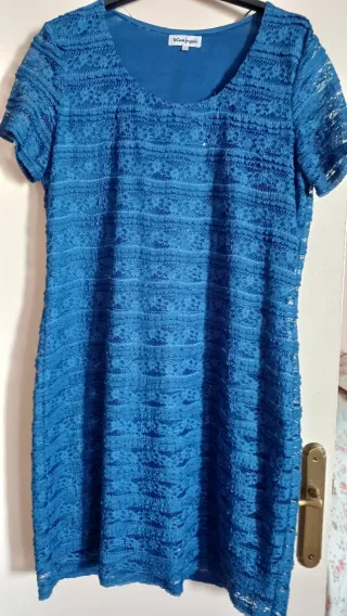 Vestido azul encaje El Corte Inglés Talla 50