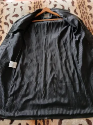 Gabardina de Piel Auténtica Negra