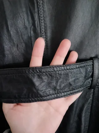 Gabardina de Piel Auténtica Negra