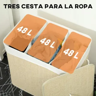 Cesto de ropa de yute con separadores