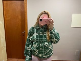 Chaqueta punto Zara cuadros verde
