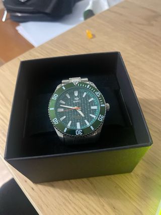 Reloj Marea Hombre Verde y Plateado