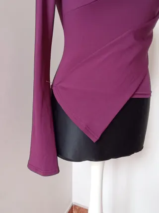 Camiseta ajustada manga larga mujer