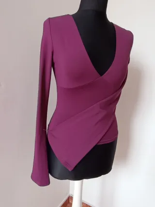 Camiseta ajustada manga larga mujer