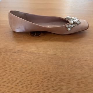 Bailarinas Zara Beige Pedrería Talla 37
