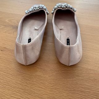 Bailarinas Zara Beige Pedrería Talla 37