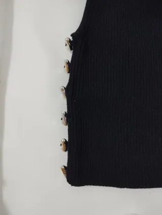 Top Zara Negro con Botones Metálicos Talla S