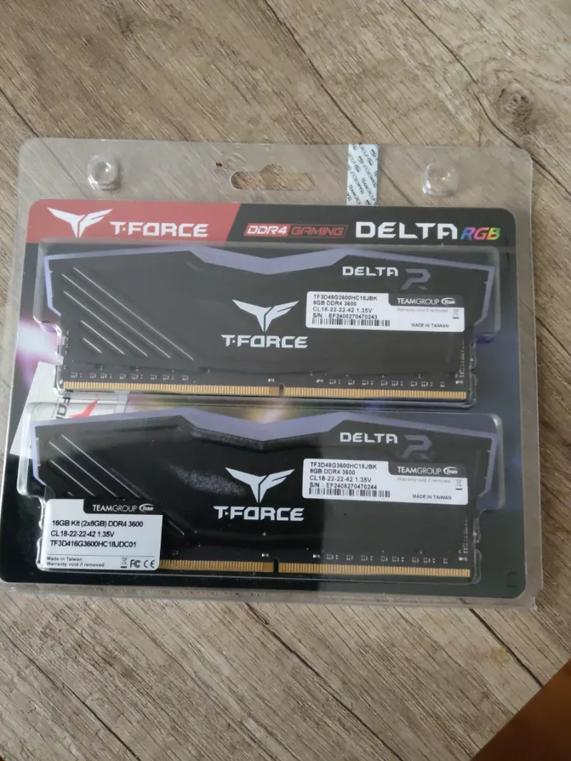 2x 8GB DDR4 3600MHz T-Force Delta RGB