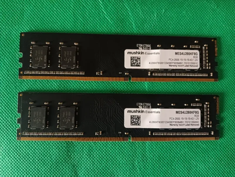 2x 8GB DDR4 2666MHz Mushkin Essentials RAM
