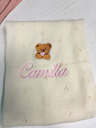 Copertina neonato cotone ricamata a macchina