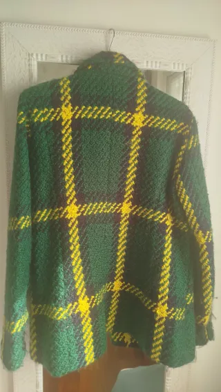 Chaquetón Desigual cuadros verde talla 44