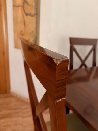 Mesa comedor extensible + 6 sillas madera