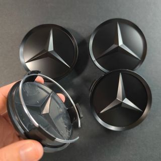 TAPABUJES MERCEDES 75mm NEGRO MATE - TAPAS AMG
