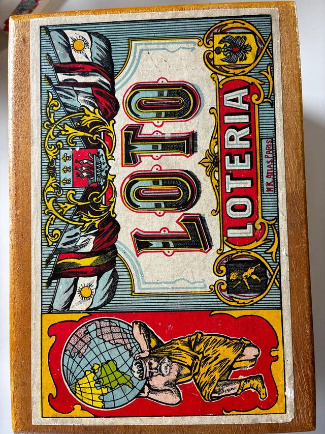 Caja Antigua Madera LOTO Francesa Vintage