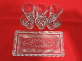 Conjunto de 6 vasos de chupito y bandeja cristal