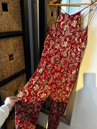 Mono largo estampado rojo