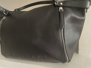 Bolso Desigual Negro Piel Sintética Cremalleras