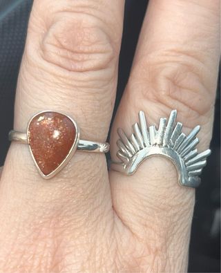 Anillo Plata 925 Doble Piedra Sol Talla 24