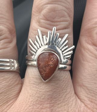 Anillo Plata 925 Doble Piedra Sol Talla 24