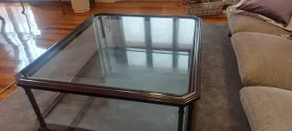 Mesilla de centro cristal y madera