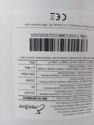 Termo Eléctrico 50L EML-TV-50COMECO