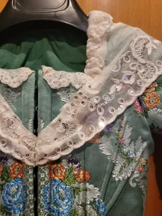 Traje de Fallera Niña Verde y Morado