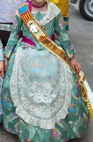Traje de Fallera Niña Verde y Morado