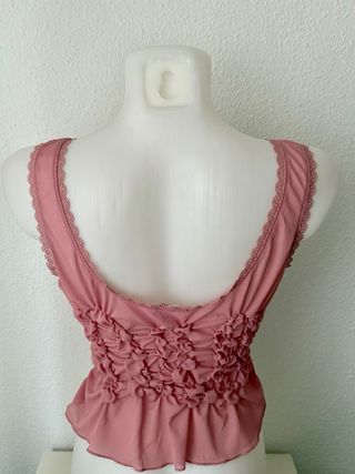 Top Zara Corsé fruncido rosa