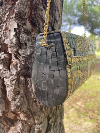 Bolso étnico latón negro y blanco